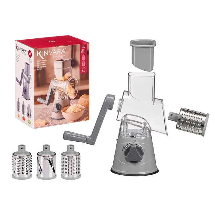 Rallador de molinillo con 3 cabezales de distintos cortes.
