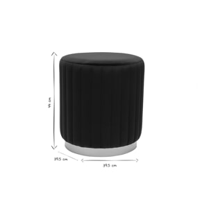 Pouf rond en velours noir et métal doré D40 cm DONA