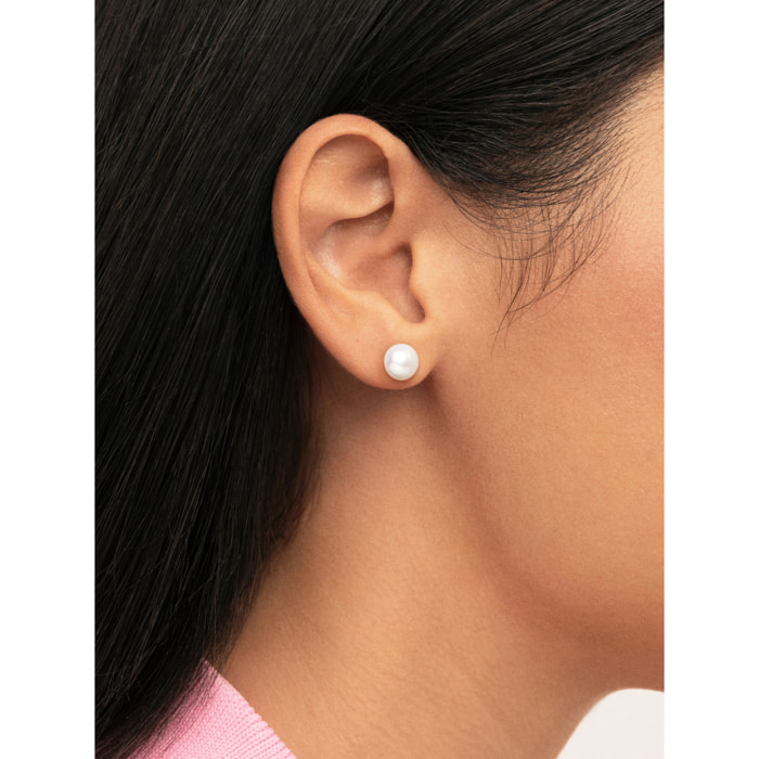 Pendientes Single Pearl Acero