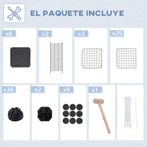 Jaula para Animales Pequeños de 3 Niveles Parque para Mascotas con Rampas y Forma Personalizable para Cobayas Conejos Chinchillas 70x70x105 cm Negro