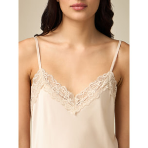 Oltre - Top lingerie in raso e pizzo - Beige