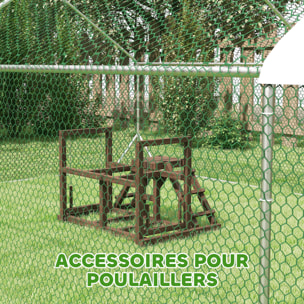 Balançoire - perchoir pour poule, échelles - aire de jeu chicken activity - dim. 82 x 60 x 75 cm - bois cèdre verni
