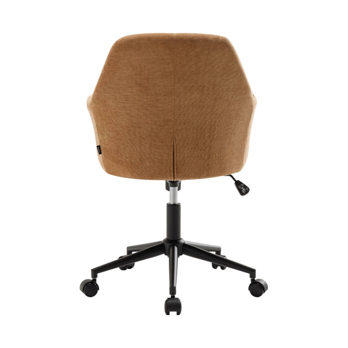 Chaise de bureau à roulettes ajustable métal et tissu camel - L 57 x P 57 x H 85/94.5cm - Stan