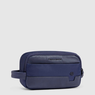 Piquadro Beauty case in tessuto riciclato e pelle a due scomparti