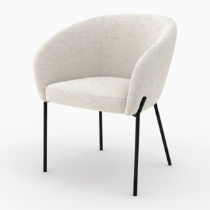 Chaise en tissu blanc chiné - Andy