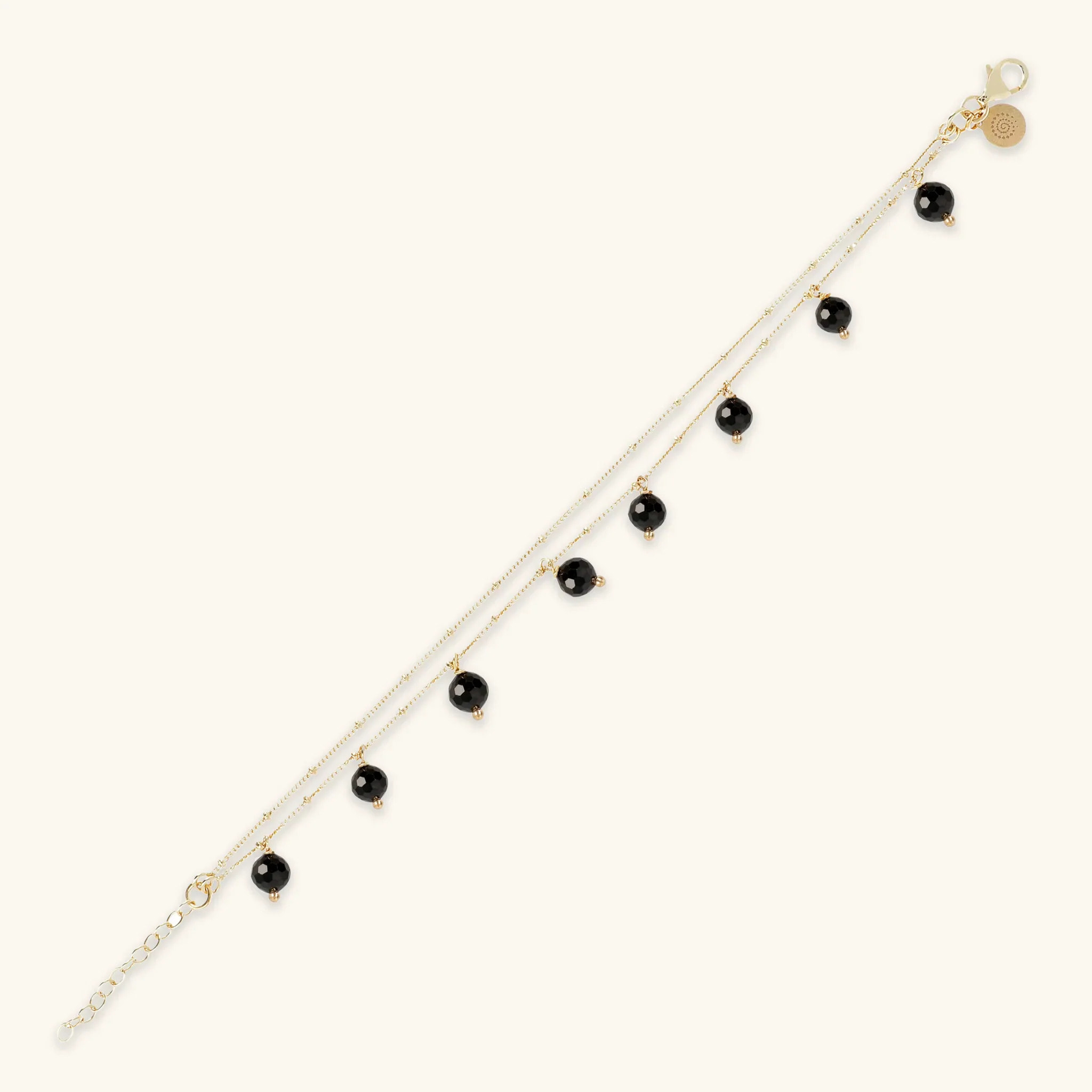 Bracciale Multifilo in Argento 925 Placcato Oro Giallo 18kt con Ciondoli in Pietra Naturale Agata Bianca
