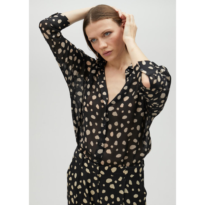 Camicia nera a pois