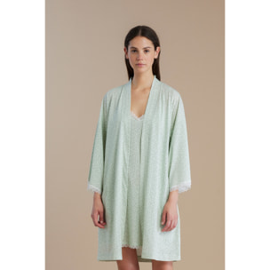 Vestaglia donna in cotone con manica 3/4 e cintura in vita articolo cherry bloom Noidinotte