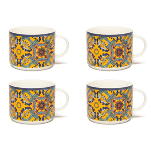 Set de 4 Tasses Jumbo Excelsa – Trinacria, New Bone China Multicolore