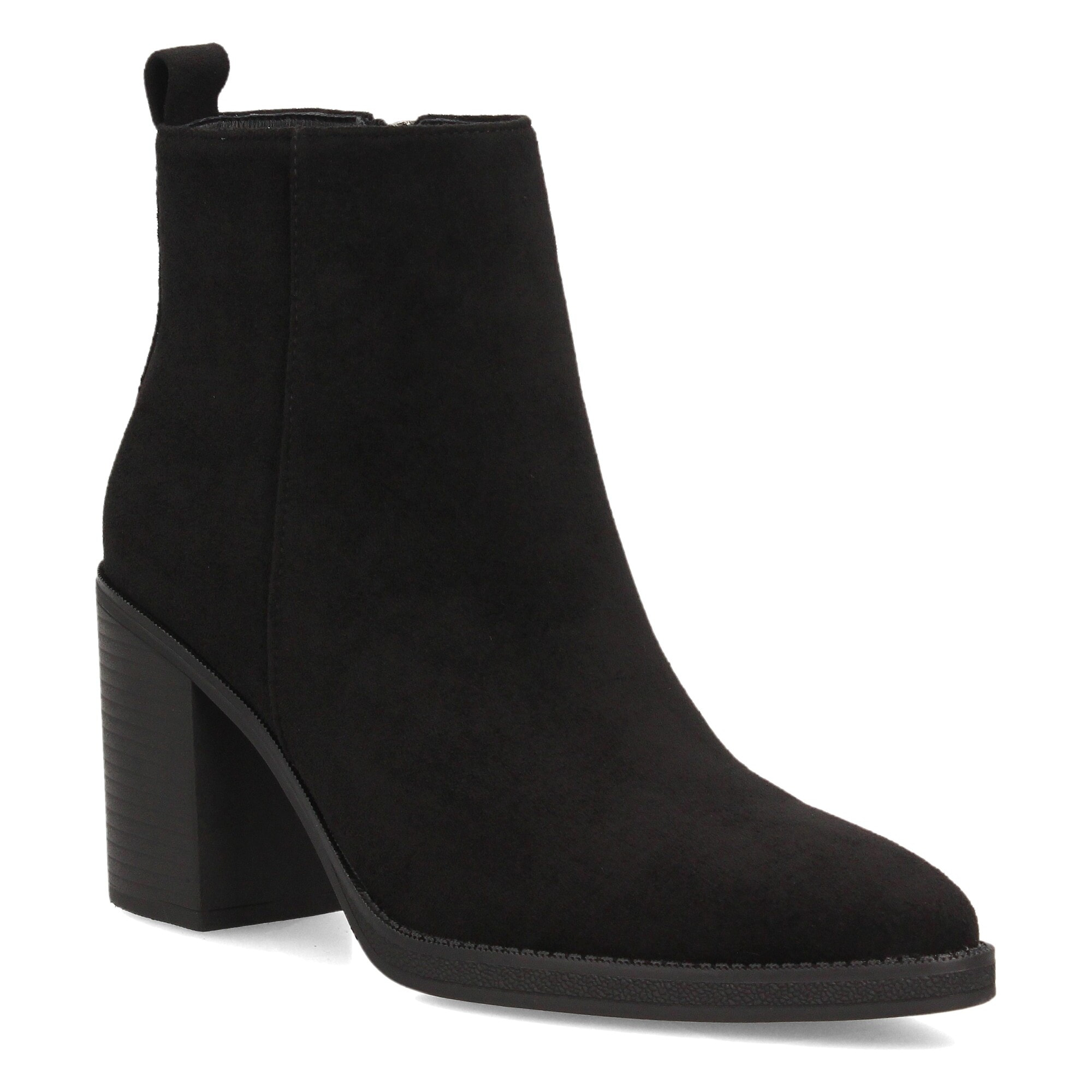 Botines efecto ante con tacón ancho para mujer.