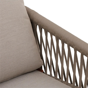 Fauteuil de salon de jardin "Oriengo" taupe & blanc en aluminium traité époxy