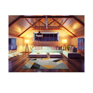 GLADYS Alfombra geométrica de pelo corto gris, varias medidas disponibles.