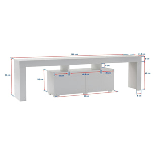 Banc TV moderne avec rangement - gris effet laque MARFA