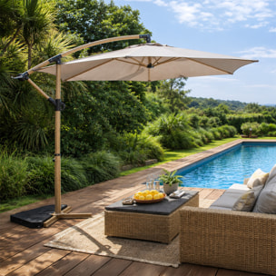 Parasol déporté octogonal  300 cm taupe FREY