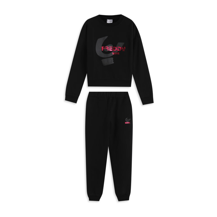 Tuta bambina in cotone con stampa metallizzata