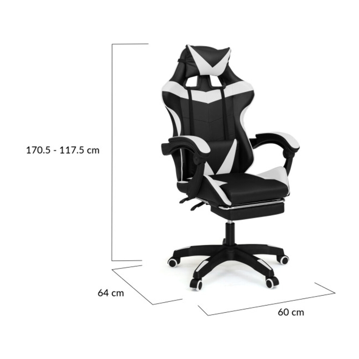 Fauteuil spécial gaming - Noir - Blanc