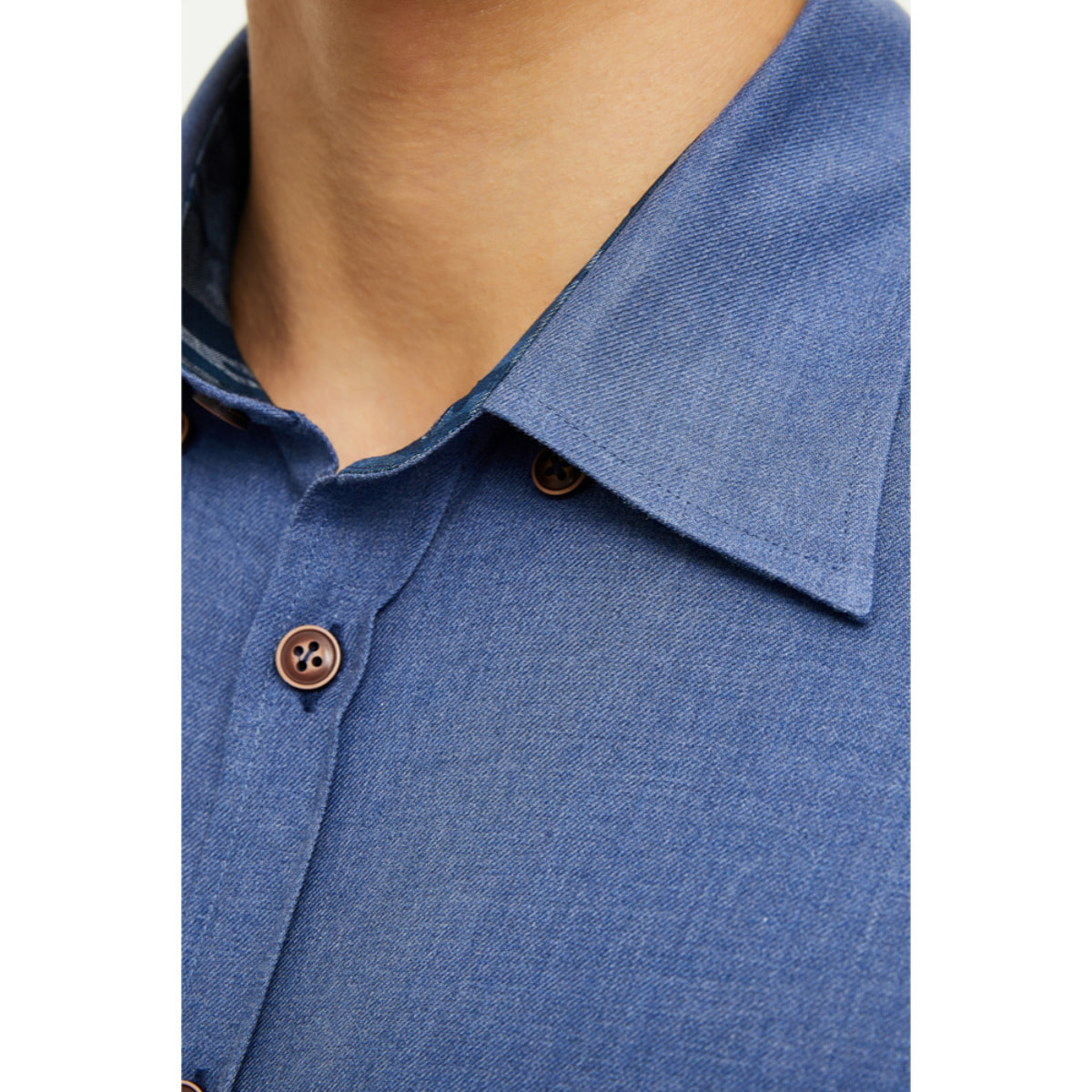 camicia 1 bottone button down slimuomo Flanella Unita Blu avion