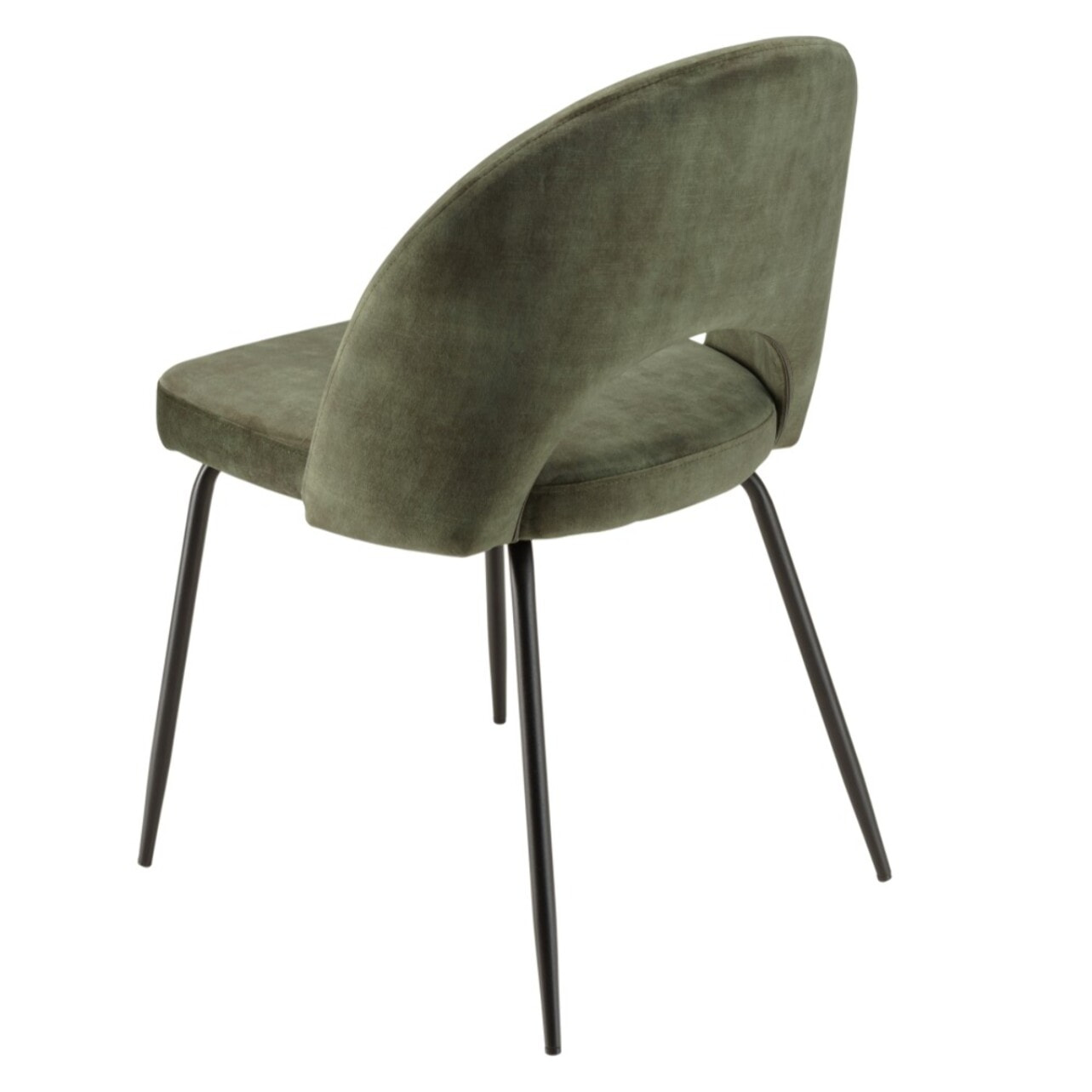 TOM - Lot de 2 chaises velours vert sapin dossier ouvert pieds acier