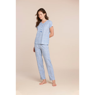 Pigiama donna top manica corta e pantalone lungo cotone maculino Noidinotte