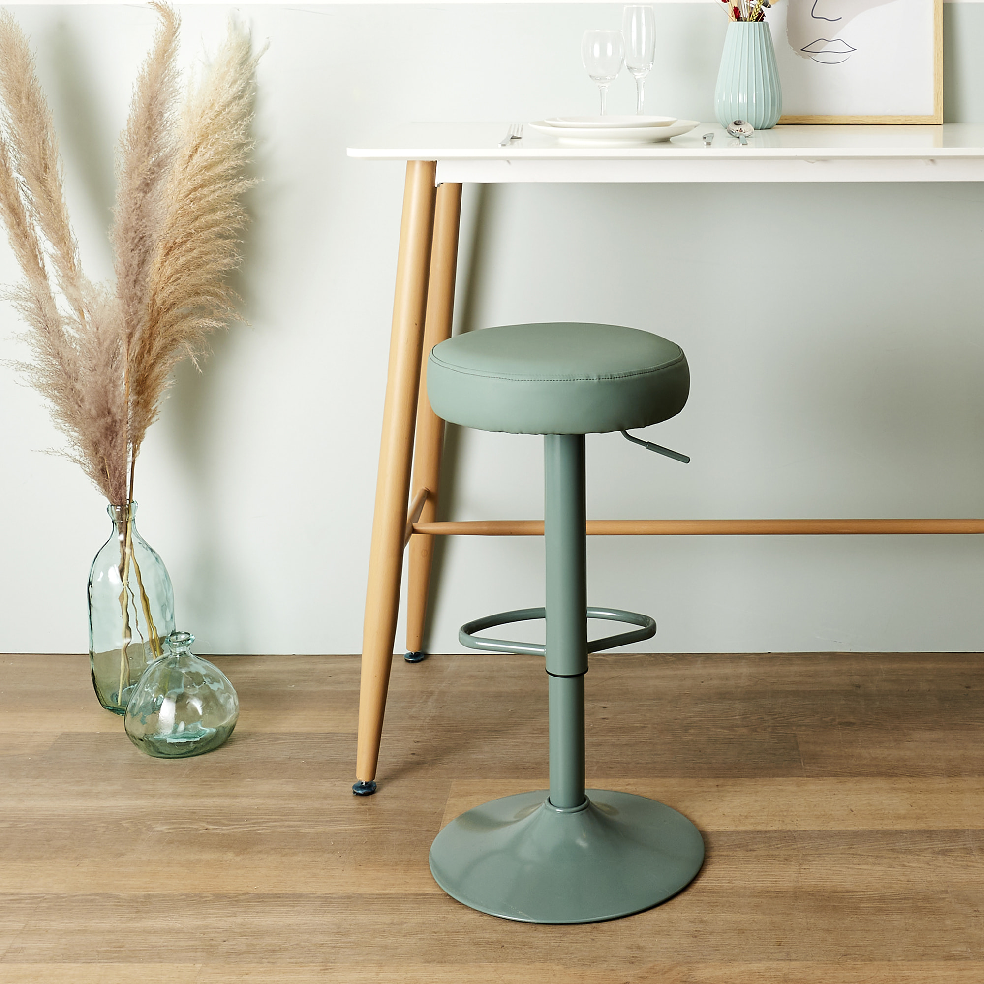 Tabouret De Bar Reglable Mumford Vert - Lot De 2