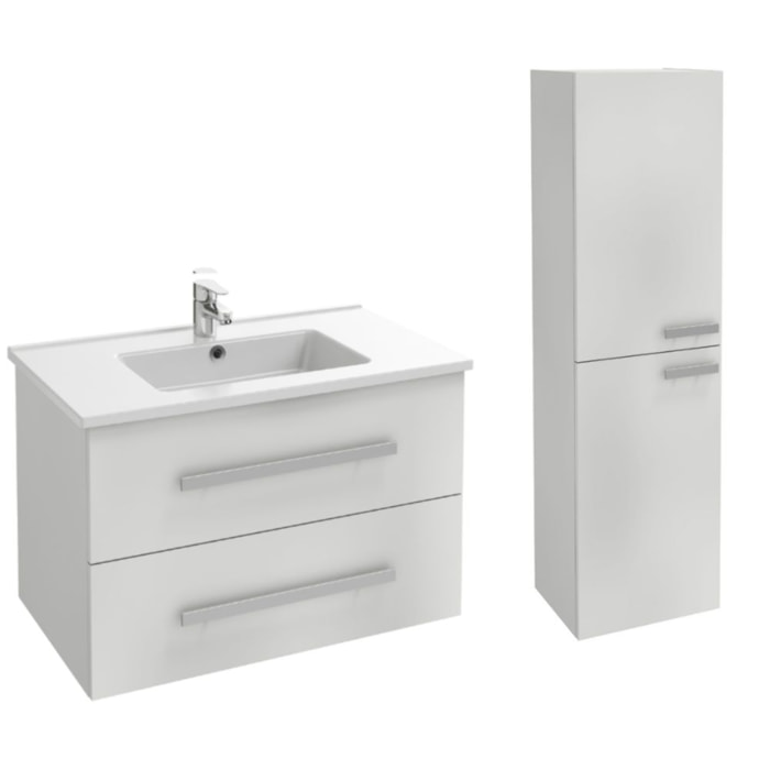 Meuble vasque Ola up + colonne de salle de bain blanc