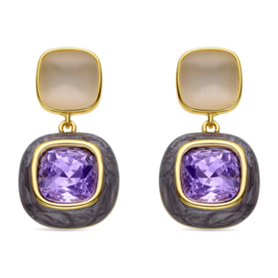 Pendientes de Circonita Amatista acabados en oro amarillo de 18k