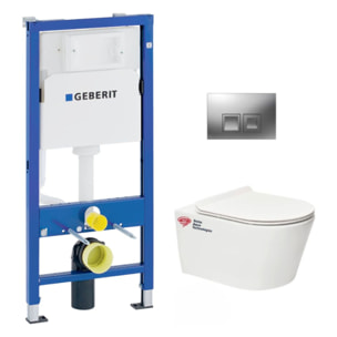 Pack WC Bati-support Geberit + WC sans bride Swiss Aqua Technologies + Abattant ultra-fin