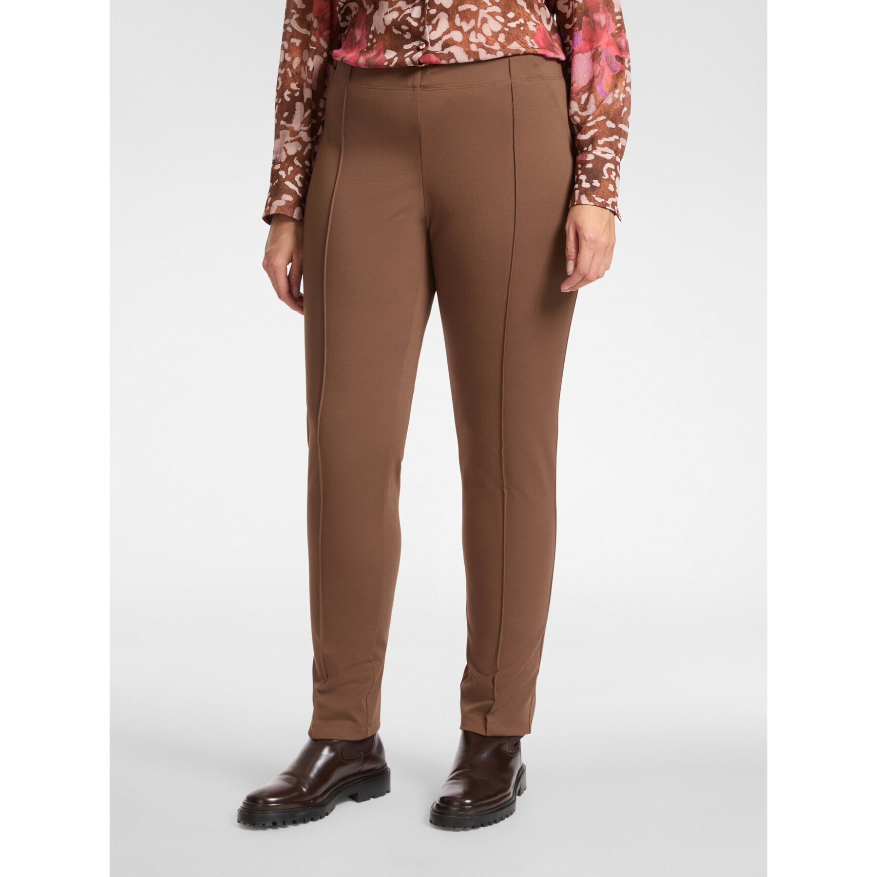 Elena Mirò - Pantaloni slim in punto Milano - Marrone