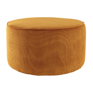 Pouf rond en tissu velours côtelé jaune D70 cm LOUIS