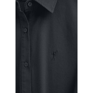 Vestito chemisier cotolino blu marino a maniche lunghe con logo Rigby Go