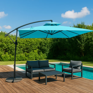 Parasol déporté rond bleu CORTO