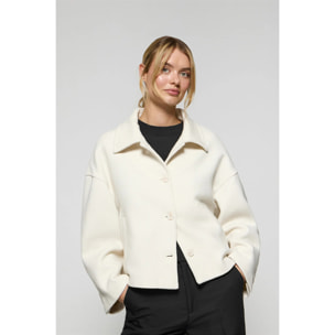 Giaccone corto beige Lita con chiusura a bottoni e dettagli Polo Club