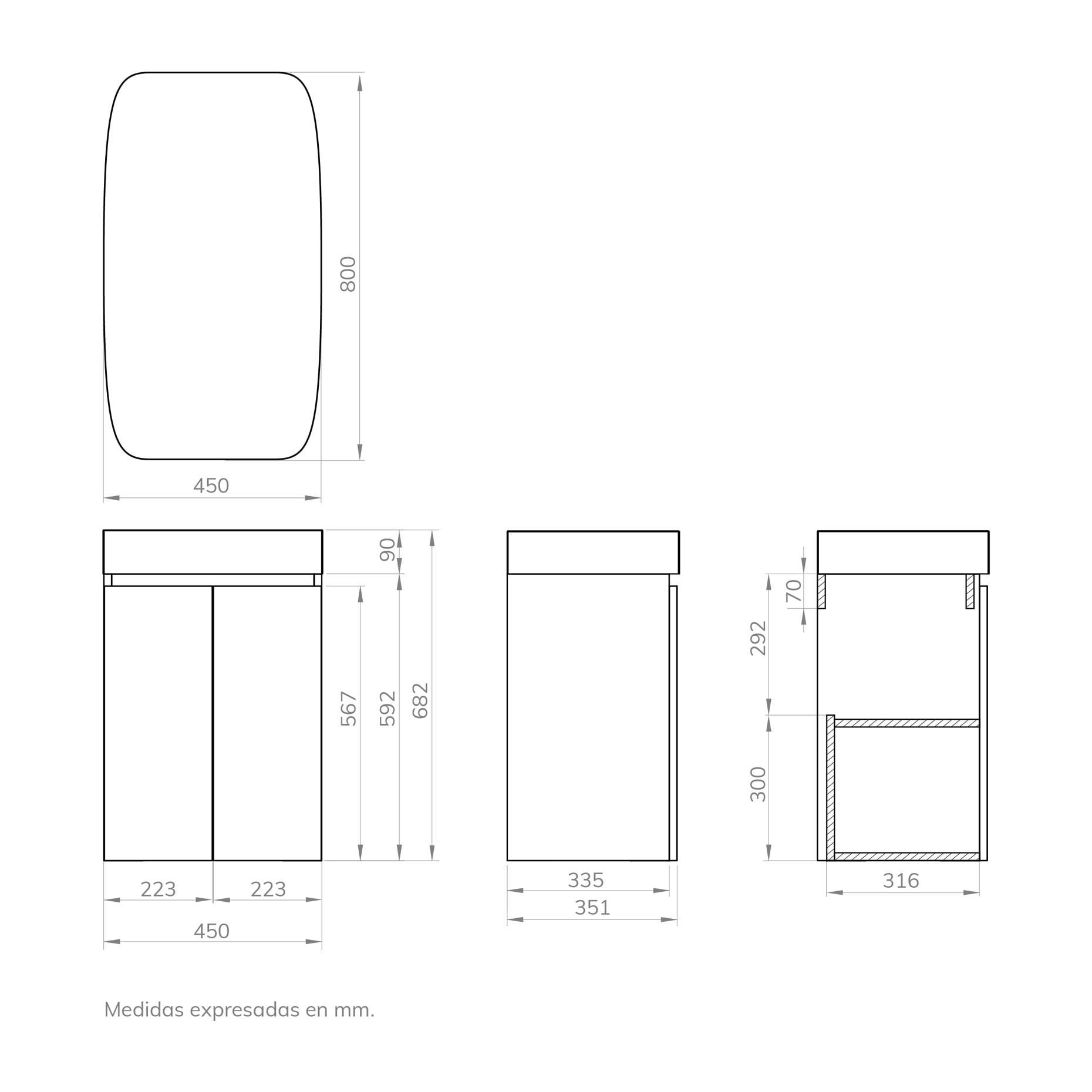 Ensemble de salle de bain MIKI 45, Alday, Blanc Mat