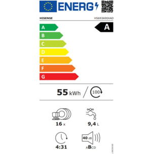 Lave vaisselle 60 cm HISENSE HS693A90XAD