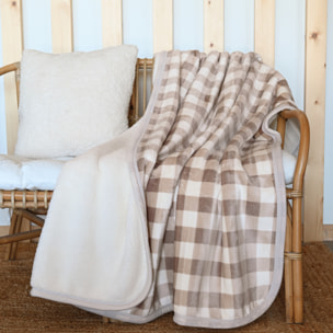 Jeté de canapé et lit motif vichy en polaire - Lin