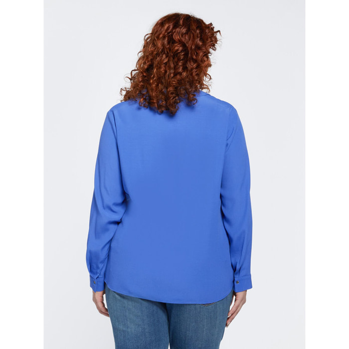 Fiorella Rubino - Blusa con piega in tessuto crêpe - Bluette