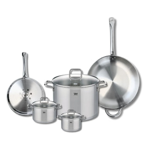 Ensemble de 2 Poêles de cuisson 24 et 32 cm et 3 faitouts 12, 14 et 26 cm Elo Profi Citrin