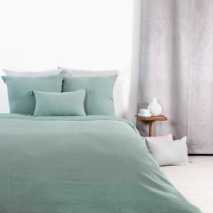Parure de lit en double gaze de coton - Vert tilleul