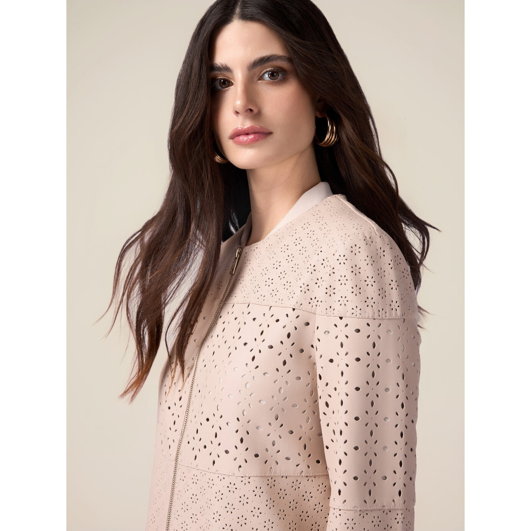 Oltre - Chaqueta midi calada - Beige