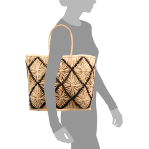 Vigonovo bolso shopper mujer. Fabricado en rafia y paja, con asas de cuero.