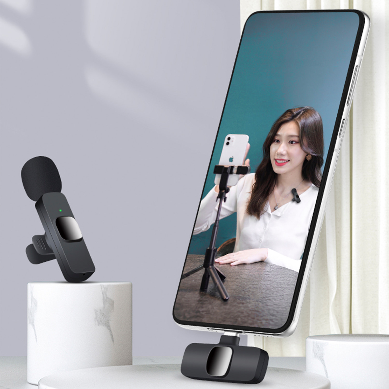 Micrófono inalámbrico profesional K9 de difusión. Para iPhone, Android, PC.