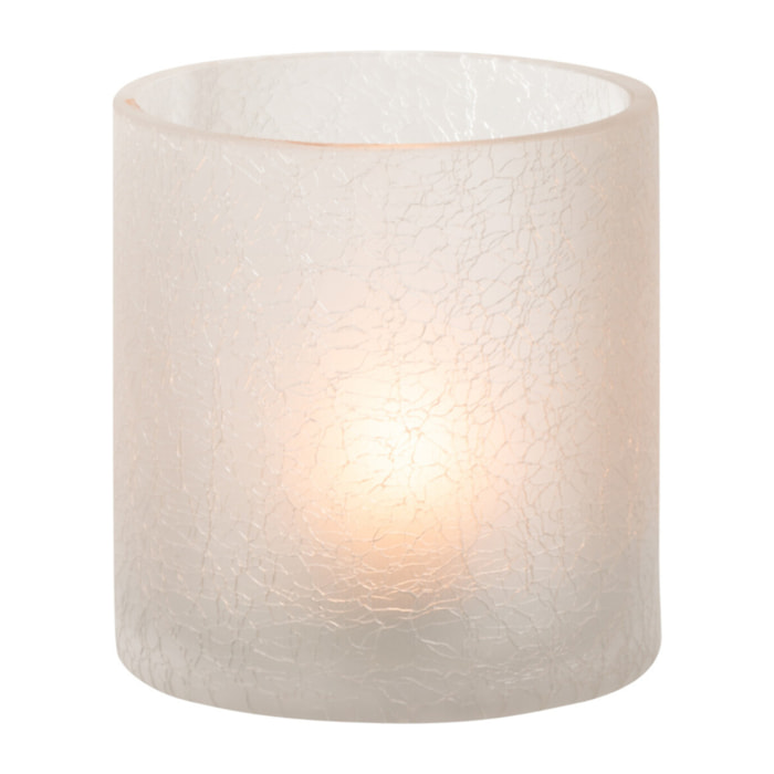 J-Line photophore Cylindrique Craquele - verre - blanc - small - 2 pcs