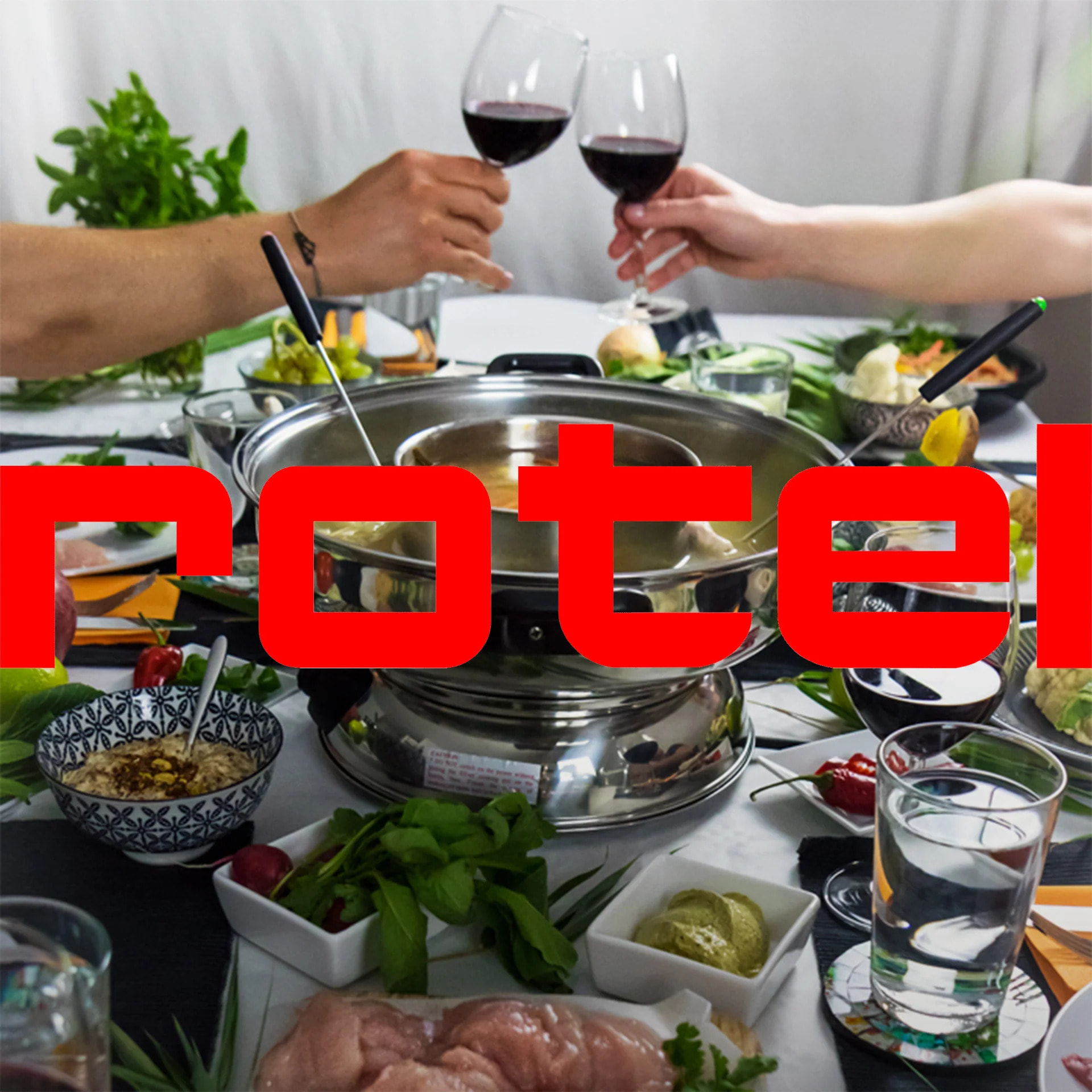 Appareil à fondue chinoise 2 compartiments avec fourchettes et passoires Rotel