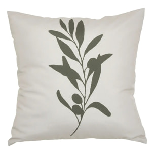 Housse de coussin d'extérieur Tileo 40x40cm motif feuille beige et vert