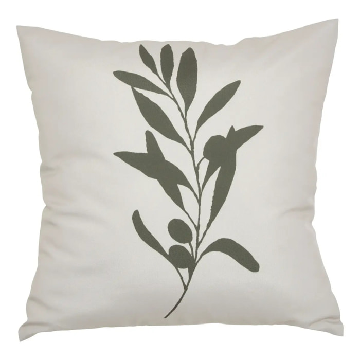 Housse de coussin d'extérieur Tileo 40x40cm motif feuille beige et vert