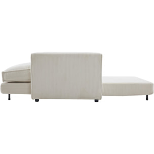 Canapé droit convertible en velours côtelé "Grenelle" - 2 places - Beige