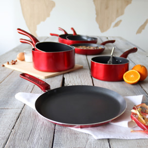 Crêpière antiadhésive en aluminium 26cm - tous feux CERISE