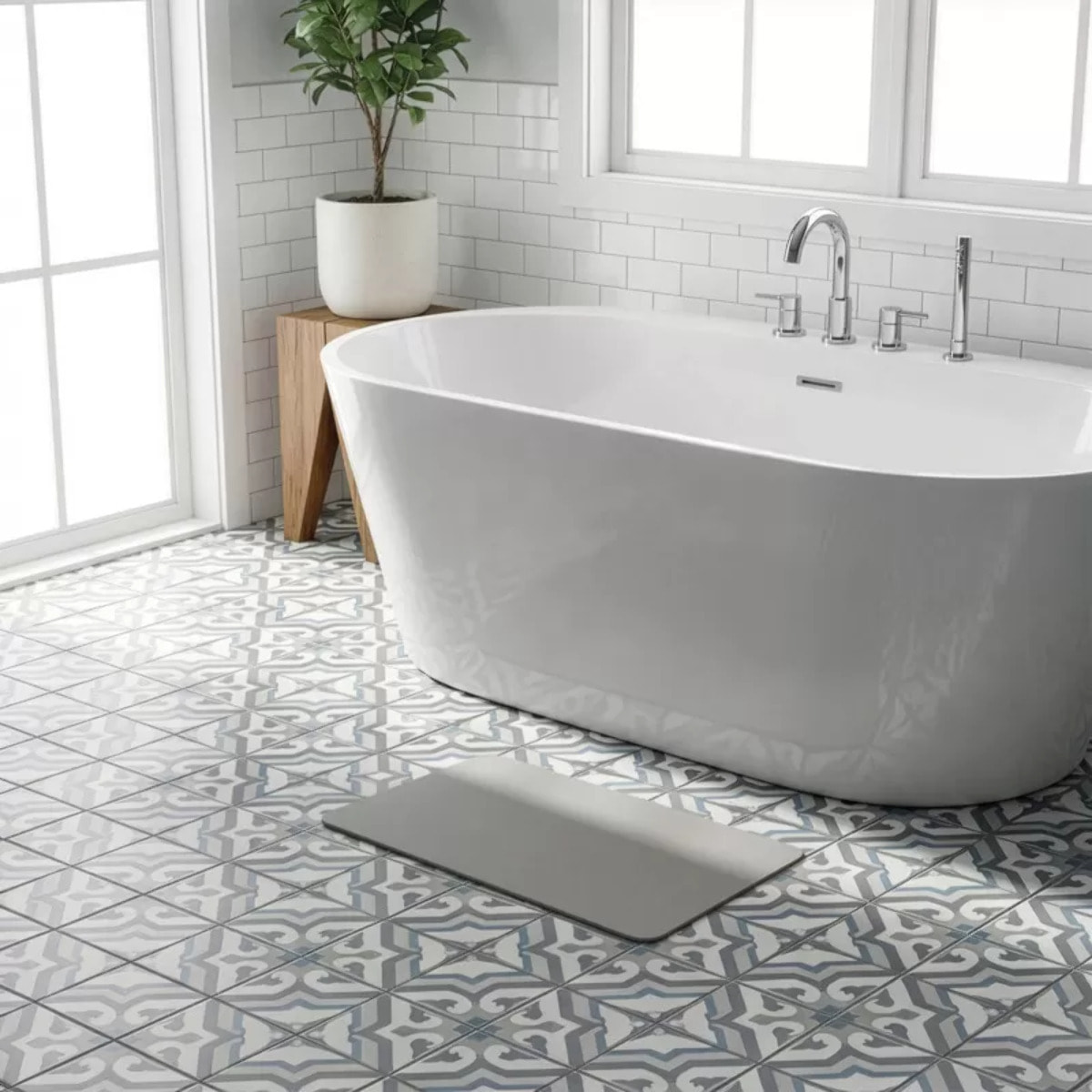 TAPIS DE BAIN DIATOMITE GRIS MOYEN 60X39CM MSV