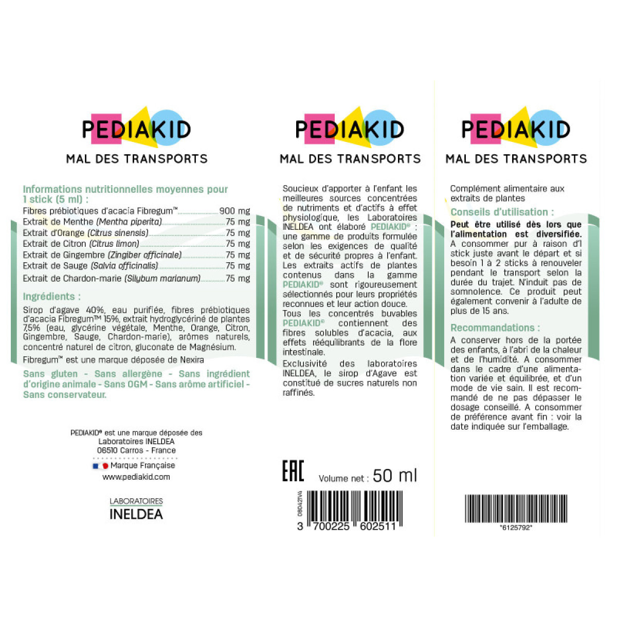 PEDIAKID - Box Vacances - Sirop Transit Doux, Oti-Protect, Spray Bouclier Insect' & Sticks Mal des Transports - Aide à apaiser les piqûres d'insectes et mal des transports - Dès 4 mois