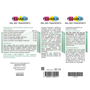 PEDIAKID - Box Vacances - Sirop Transit Doux, Oti-Protect, Spray Bouclier Insect' & Sticks Mal des Transports - Aide à apaiser les piqûres d'insectes et mal des transports - Dès 4 mois